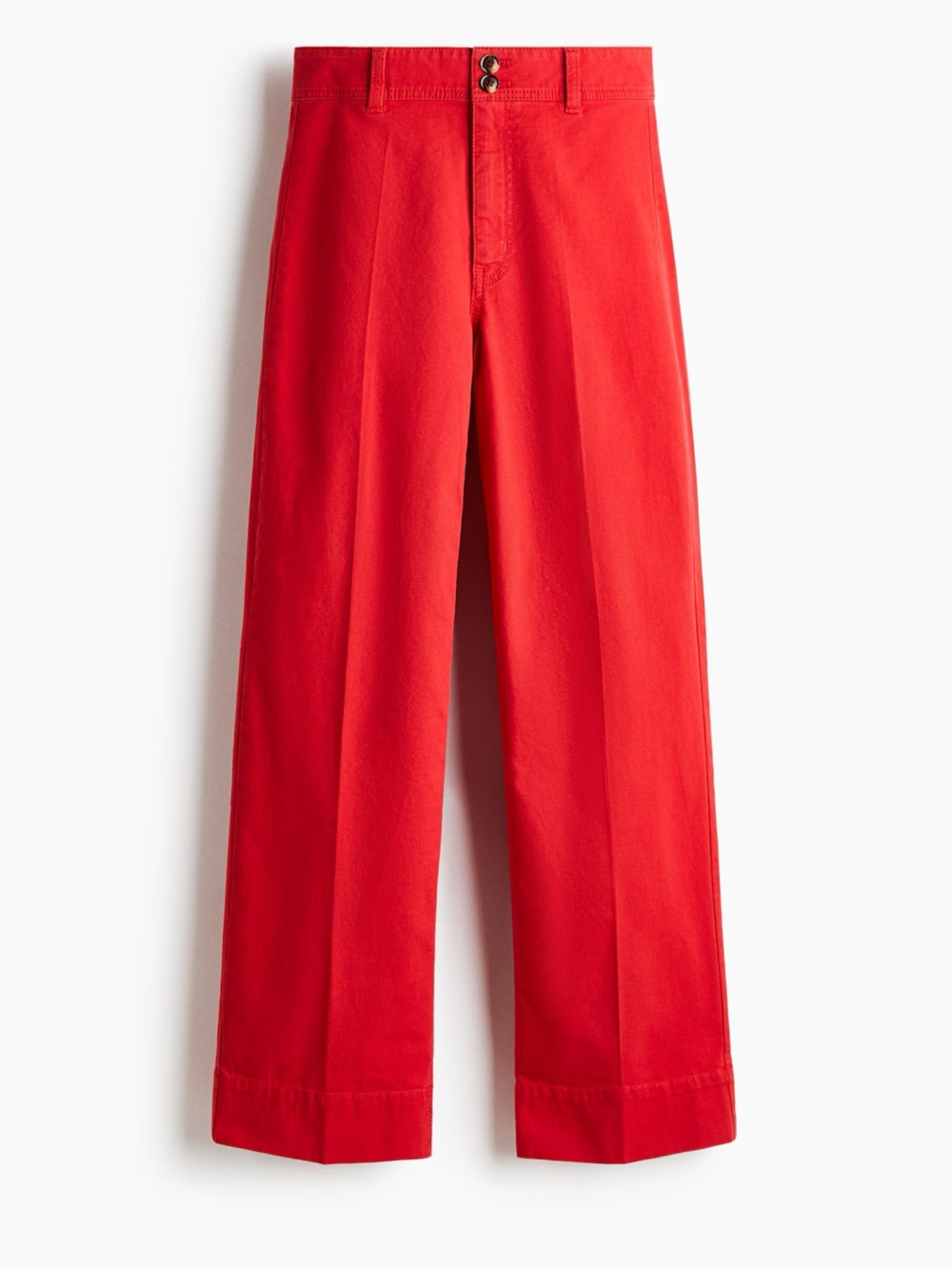 H&M Canvas Trousers Red Wide Leg Pants Jeans Size 2 New July Summer Straight Leg